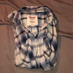 Blue and white plaid shirt